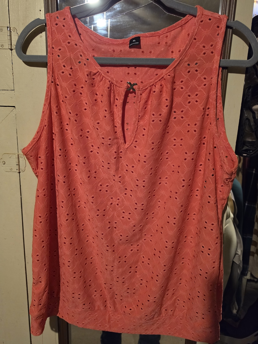 Coral Eyelet Tank Top - Women